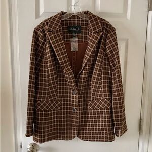 Isaac Mizrahi Live! Estate Yarn Dye Plaid Two Button Blazer 1X